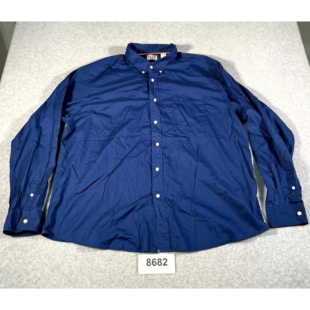 Dockers‎ Shirt Mens 2XL Navy Blue Cotton Collared Button Down Long Sleeve Casual